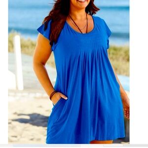 Swimsuits for all Blue flutter sleeve swim coverup 26/28